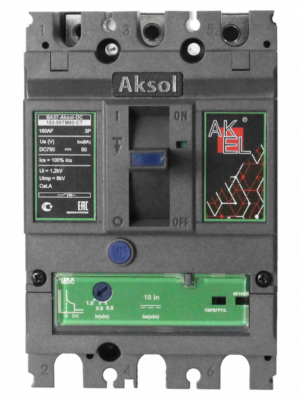Выключатель автоматический в литом корпусе ВА57-DC-AKSOL-103-50ТМ25-CT 3P/25А/ТМ/50кА