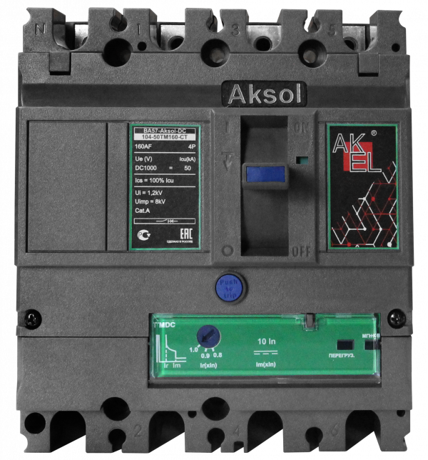 Выключатель автоматический в литом корпусе ВА57-DC-AKSOL-104-50ТМ16-CT 4P/16А/ТМ/50кА