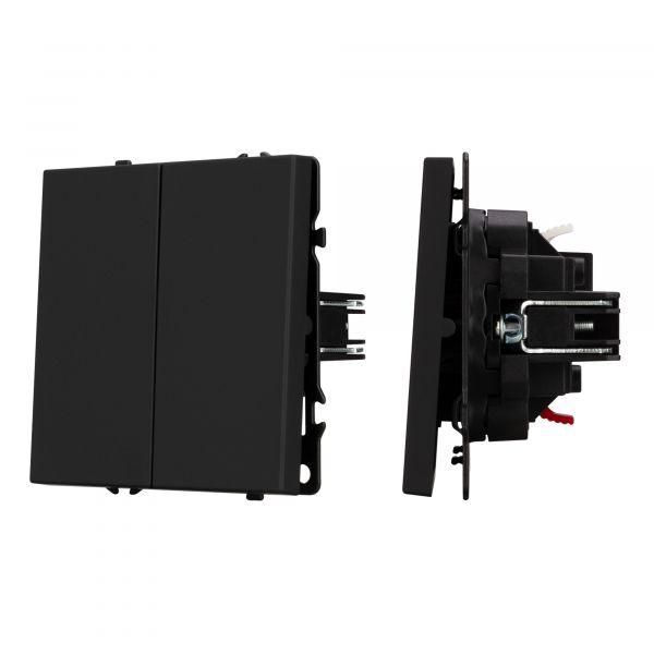 Механизм выключателя двухклавишный непроходной SWT-NOBE-MK02-SFPL-BK 230V, 10A, Чёрный, 1 пост