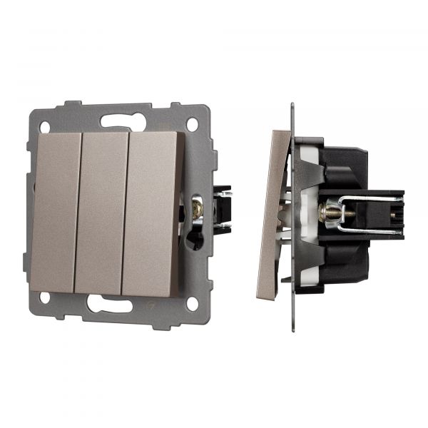 Механизм выключателя трехклавишный непроходной SWT-MK03-PL-GD-V 250V, 10A