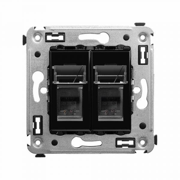 Avanti Розетка телефонная в стену двойная, ''Черный квадрат''