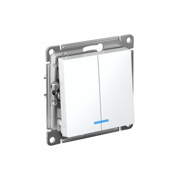 ATLASDESIGN 2-клавишный ВЫКЛЮЧАТЕЛЬ с подсветкой, сх.5а, 10АХ, быстрозажимные клеммы, БЕЛЫЙ