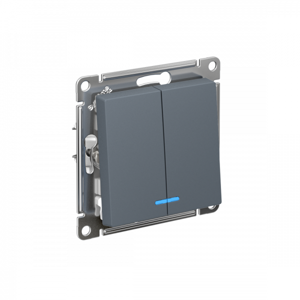 ATLASDESIGN 2-клавишный ВЫКЛЮЧАТЕЛЬ с подсветкой ,сх.5а, 10АХ, быстрозажимные клеммы, ГРИФЕЛЬ