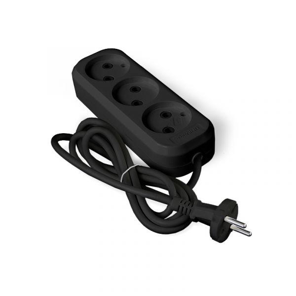 Удлинитель У6-639 М ПВС 2*0,75 3гн. б/з 2м еврослот черный