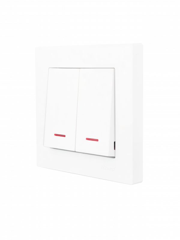 VESNA Выключатель двойной с подсветкой белый