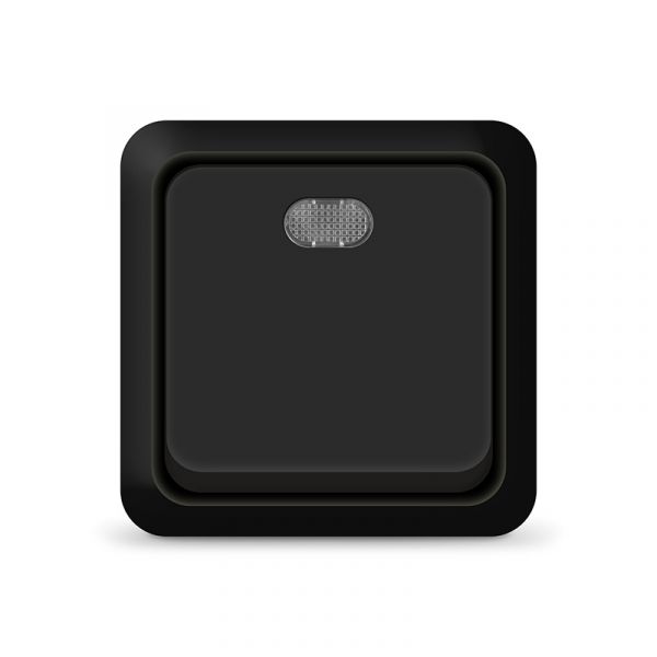 Выключатель одноклавишный с подсветкой UNIVersal серия Олимп, о/у, 10А, 220В, черный