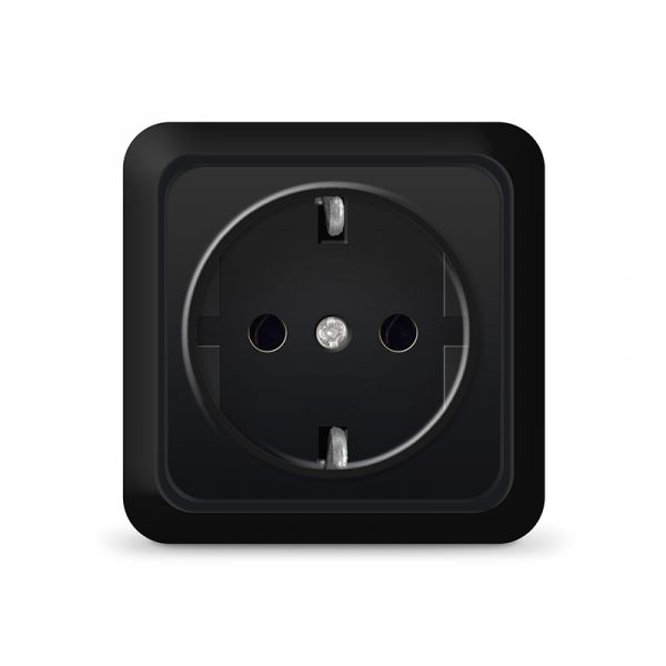 Розетка одноместная UNIVersal серия Олимп с/з, о/у, 16А, 220В, черная