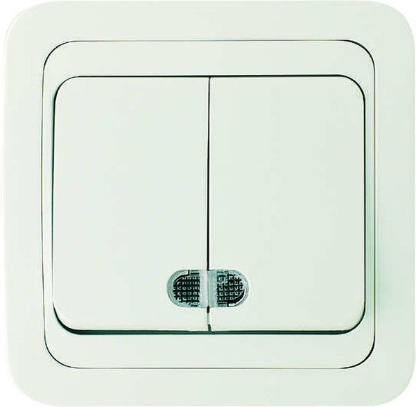 Mimoza Выключатель двухклавишный с подсветкой бежевый