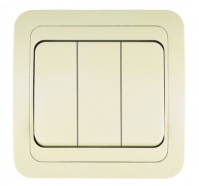 Mimoza Выключатель трехклавишный кремовый
