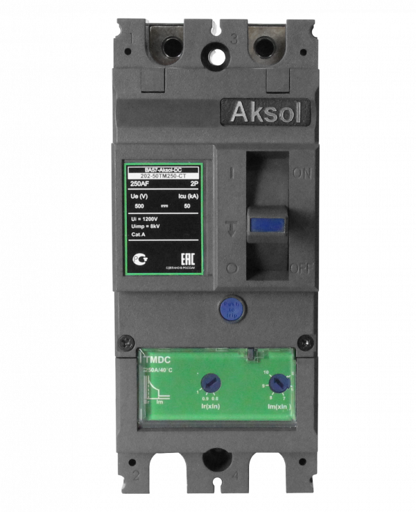 Выключатель автоматический в литом корпусе ВА57-DC-AKSOL-202-50ТМ200-CT 2P/200А/ТМ/50кА