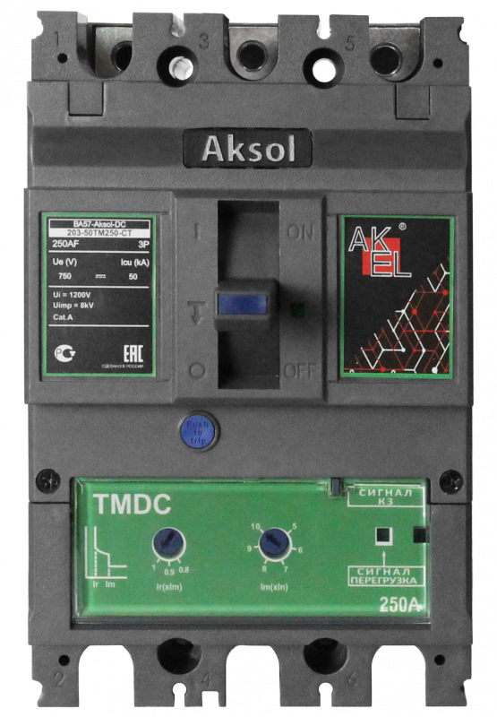 Выключатель автоматический в литом корпусе ВА57-DC-AKSOL-203-50ТМ200-CT 3P/200А/ТМ/50кА
