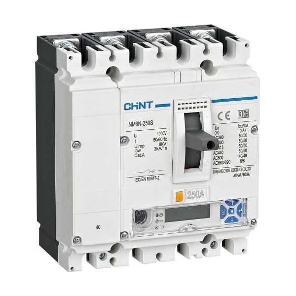 Выключатель автоматический NM8N-250H EM 4P 160А 100кА с электронным расцепителем, LCD (R)