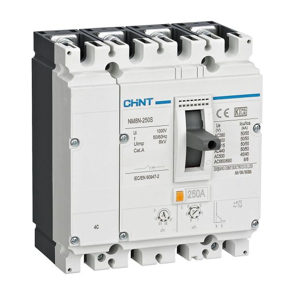 Выключатель автоматический NM8N-250S TM 4P 160А 50кА с регулируемым термомагнитным расцепителем (R)