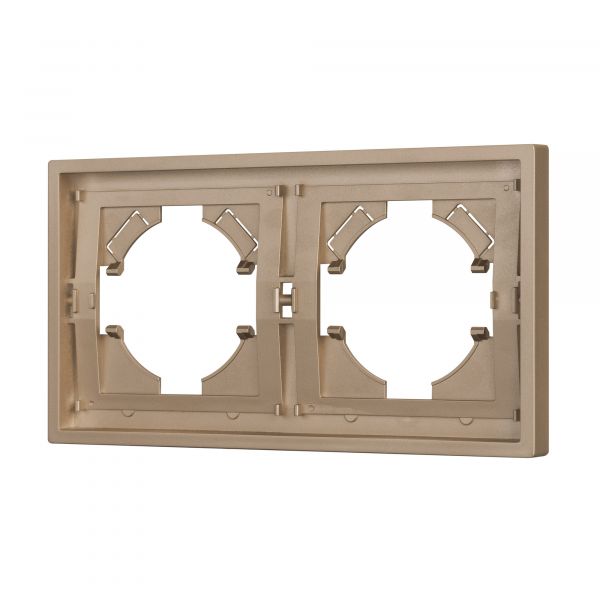 Рамка пластиковая FRM-TENDO-PL-2-GD, Золото светлое, 2 поста