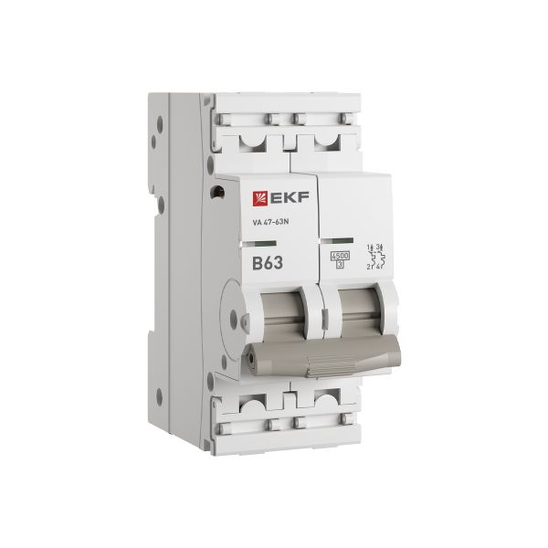 Выключатель автоматический двухполюсный 2P 63А (В) 4.5kA ВА 47-63N M634263B PROXIMA EKF