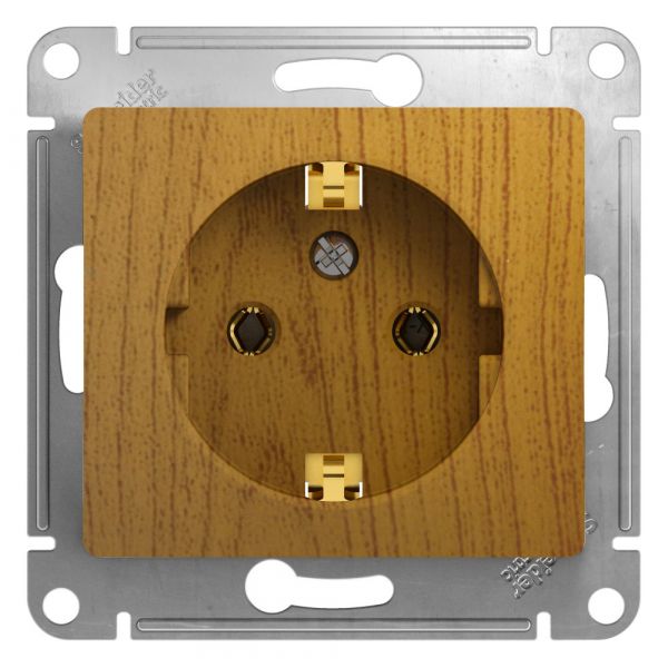 GLOSSA Розетка с заземлением в рамку дуб
