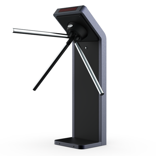 Турникет электромеханический Cube C-21-B из окрашенной стали, индикация прохода, пульт управления в комплекте, имеет светодиодную подсветку корпуса и механическую антипанику