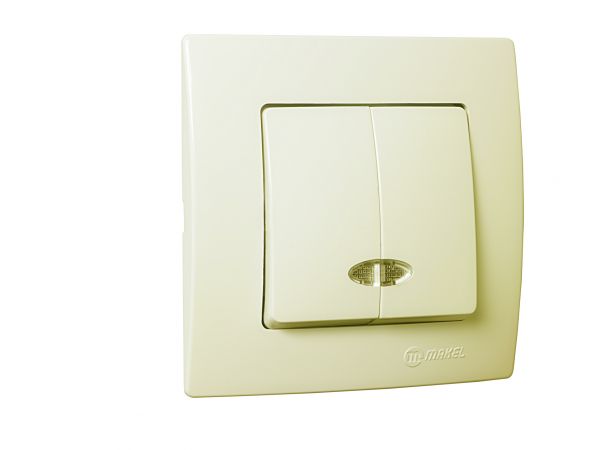 Lillium Natural Kare Выключатель с/у 2-кл. с подсв. кремовый. 250В