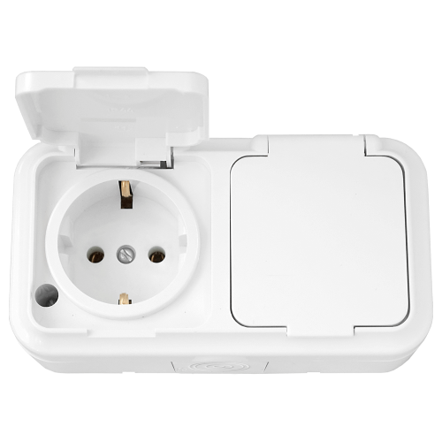 Розетка брызгозащищенная двойная наружная с заземлением IP54