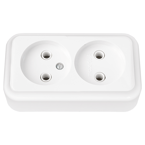 Розетка двухместная открытой установки (без монтажной панели) РА16-238