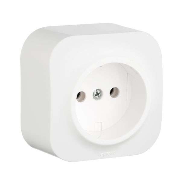 Розетка 1-местная для открытой установки без заземления без защитных шторок 16А белый QUTEO