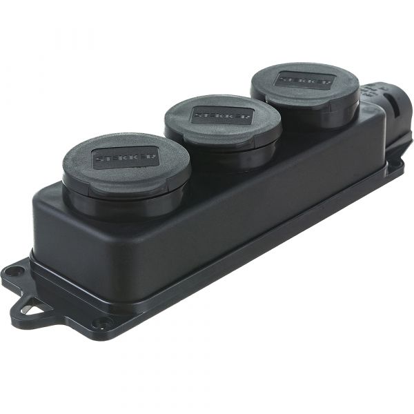 Розетка переносная трехместная штепсельная с заземляющим контактом 250В, 16А, каучук, серия Одри,