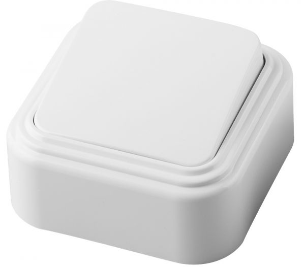 Выключатель наружный одноклавишный, 250В, 6А, IP20, белый,