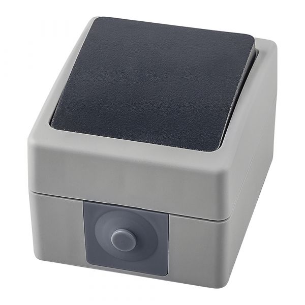 Переключатель одноклавишный 250В 10А IP54 серия Велена PSW10-112-54 серый/графит STEKKER