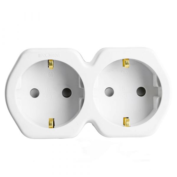 Разветвитель сетевой 2 выхода с/з, белый/серый