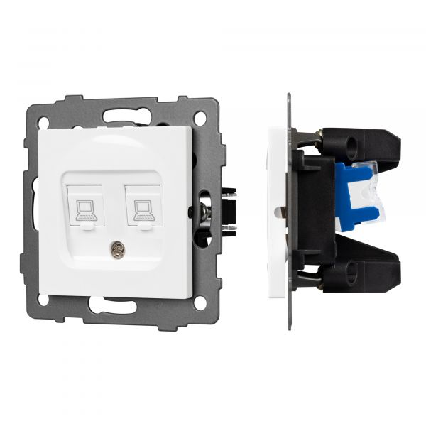 Механизм компьютерной розетки двойной SCT-MPC2-PL-WH-V RJ-45, CAT6