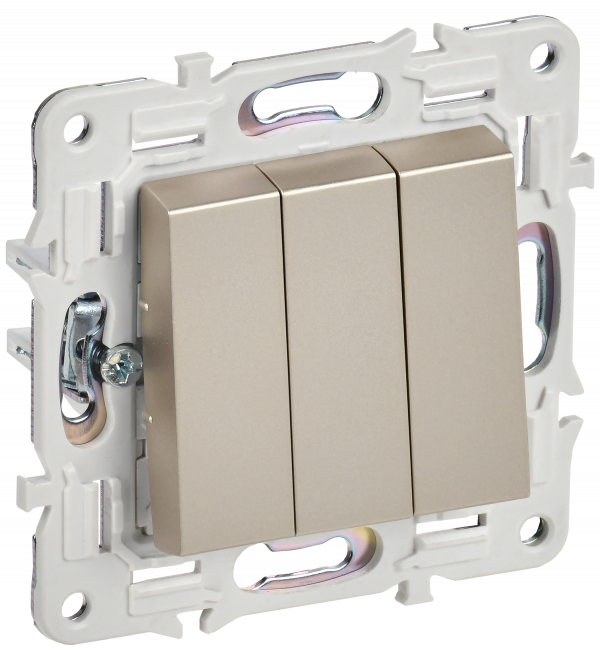 SKANDY Выключатель 3-клавишный 10А SK-V11Sh шампань IEK