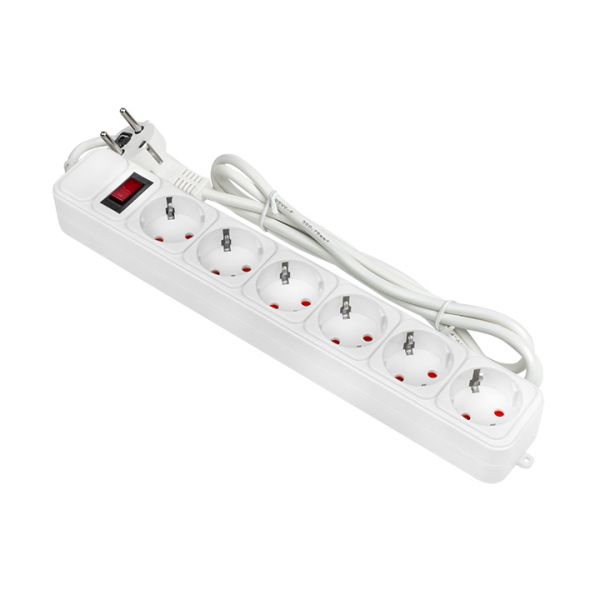 Фильтр сетевой 6x1.8м 10А/2.2кВт с выключателем с заземлением ПВС 3х0.75 Блокбастер PROxima