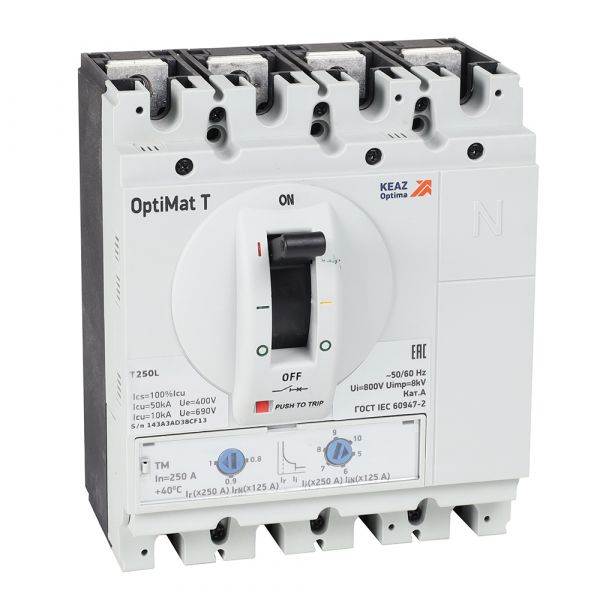 Выключатель автоматический OptiMat T250L TM 250 A 4P