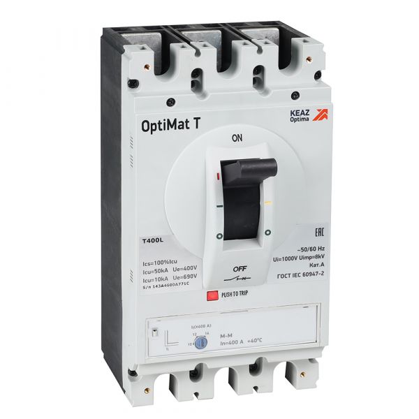 Выключатель автоматический на напряжение до 1000VAC OptiMat T400M-HV TM 400 A 3P