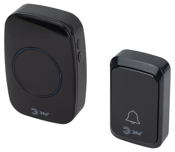 Звонок дверной беспроводной на батарейках 38 мелодий 180м IP20 с регулятором громкости и световой индикацией черный 3АА/А23 C88