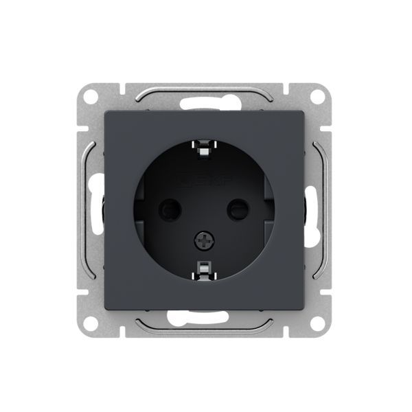 Механизм розетки  16А  с заземлением  со шторками  графит Эпика EKF