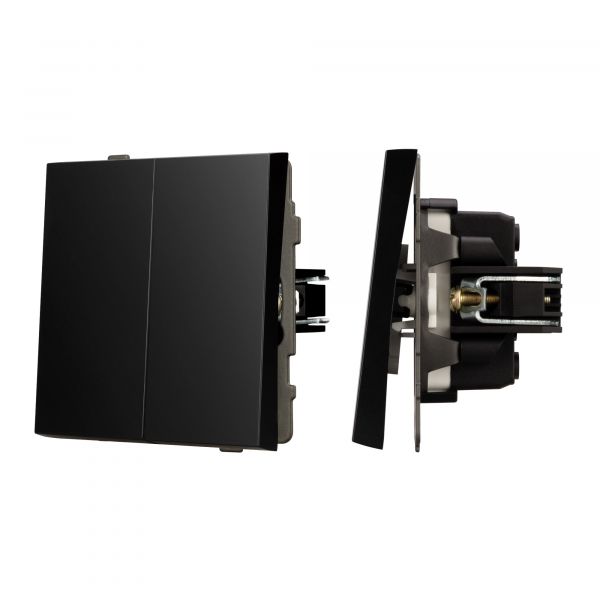 Механизм выключателя двухклавишный проходной SWT-TENDO-MKP2-PL-BK 230V, 10A, Чёрный, 1 пост