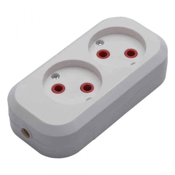 Розетка переносная разборная 2-местная б/з, белый