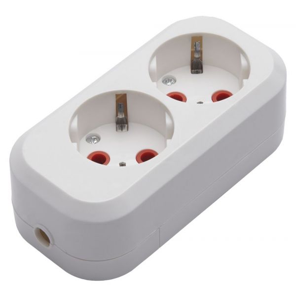 Розетка переносная разборная 2-местная с/з, белый