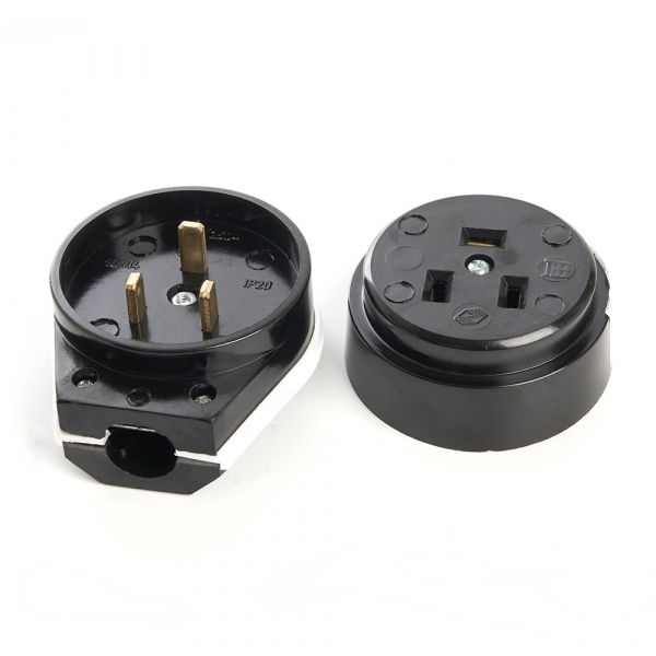 Вилка с розеткой для плит с/з, черный