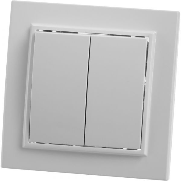 Выключатель 2-клавишный, Эрна, белый,