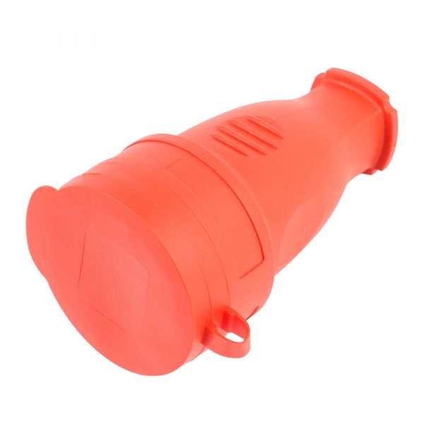 Розетка переносная 1-местная с/з, с крышкой, каучук, Одри, красный