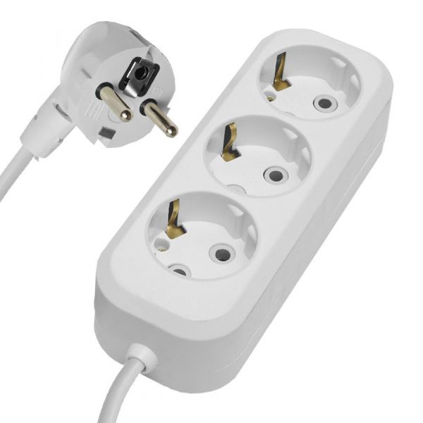 Удлинитель трехместный с/з 3x0,75, 7м, Home, белый