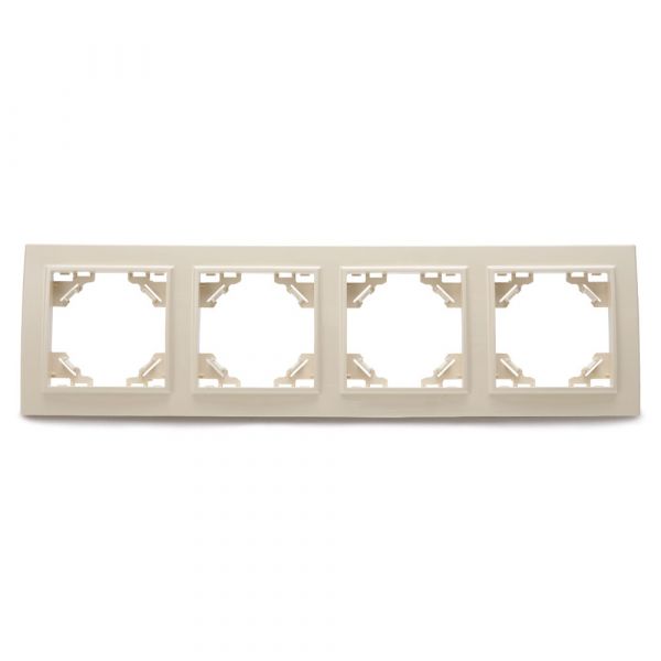 Рамка четырехместная горизонтальная, Эрна, слоновая кость Stekker