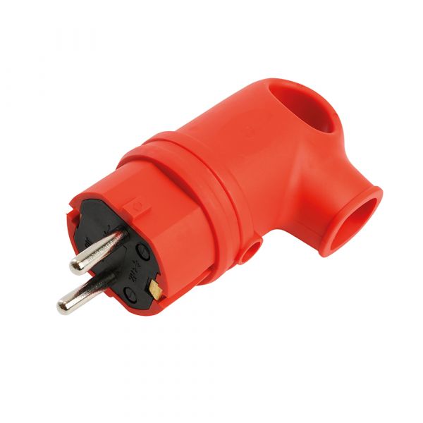Вилка угловая с/з 250 В 16 А IP44 Одри каучук красный