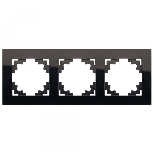 Рамка трехместная горизонтальная, Катрин, черный,