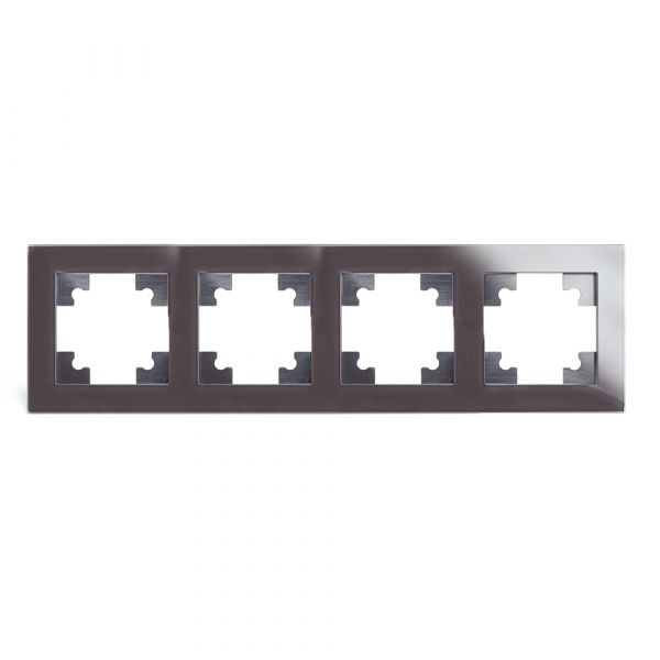 Рамка четырехместная горизонтальная, Катрин, шоколад,
