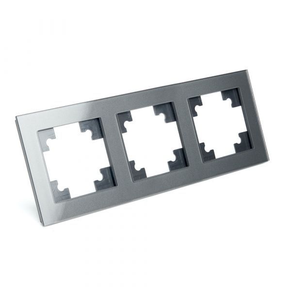 Рамка трехместная горизонтальная, Катрин, графит,