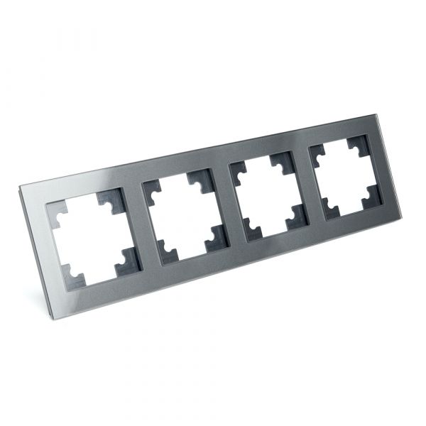 Рамка четырехместная горизонтальная, Катрин, графит,