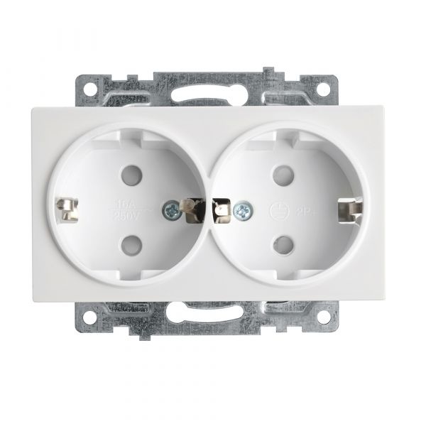 Розетка 2-местная с/з, Катрин, белый,